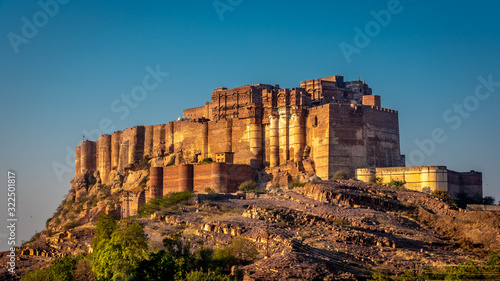 Fotografie, Tablou Majestic ancient Mehrangarh fort in Jodhpur, Rajasthan in India