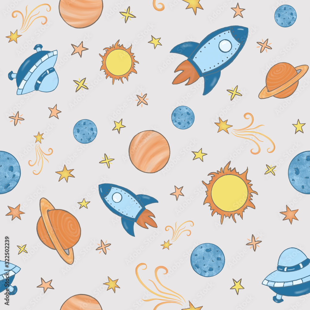 Seamless pattern on the space theme
