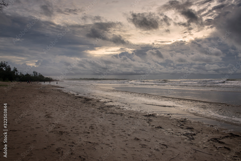 Casuarina beach, Darwin, Australia, 01/11/20. Beach and dramatic clouds. Casuarina beach, Darwin, Australia, 01/11/20. Beach and dramatic clouds.