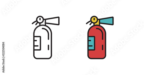 Fire extinguisher icon in the vector. Vector symbol isolated on a white background for graphic design.