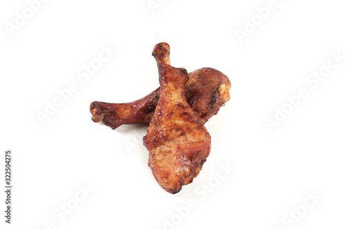 roasted turkey leg isolated on white background.