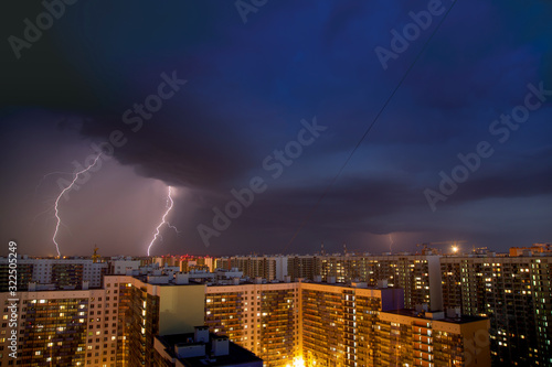 Thunder and lightning over the night city