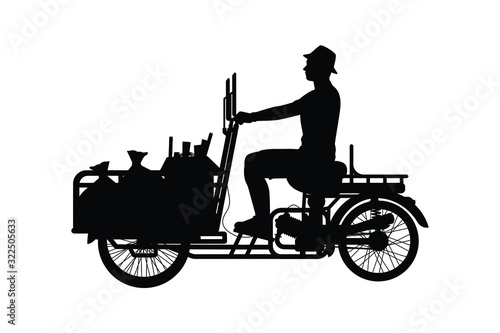Saleng tricycle in Asia silhouette vector photo