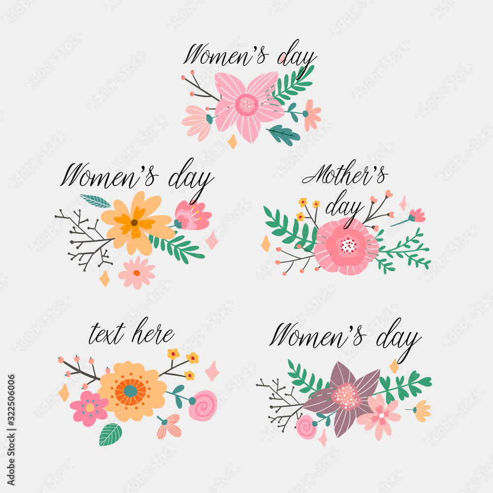 8 March International Women's Day design with handwritten lettering