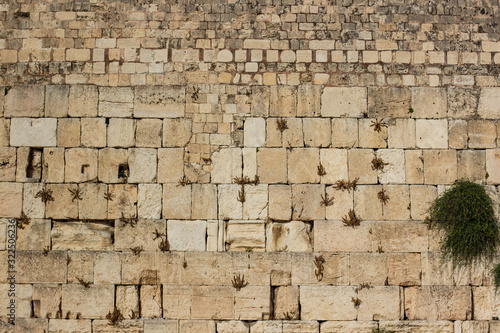 Western wall Jerusalem Israeli religion world famous spiritual heritage site background texture stone ancient building