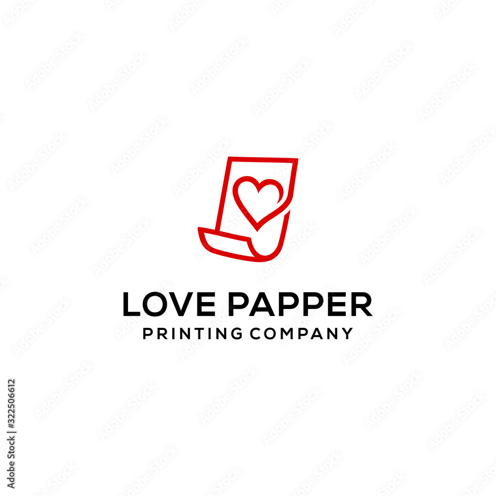 creative modern paper with heart Love vector logo Decorative design 