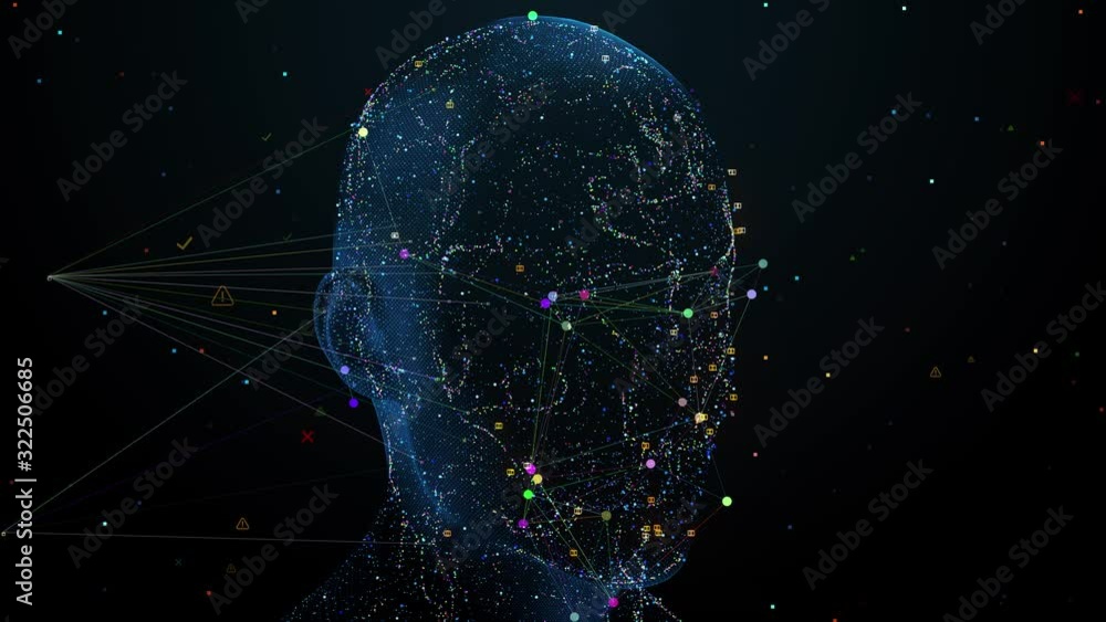 3d render or visualisation of face analytics. Biometric scan. Security identification. Loopable sequence. Side view.
