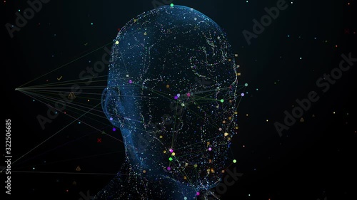 3d render or visualisation of face analytics. Biometric scan. Security identification. Loopable sequence. Side view.
