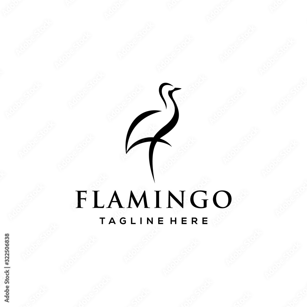 Creative luxury Minimalist flamingo bird logo template