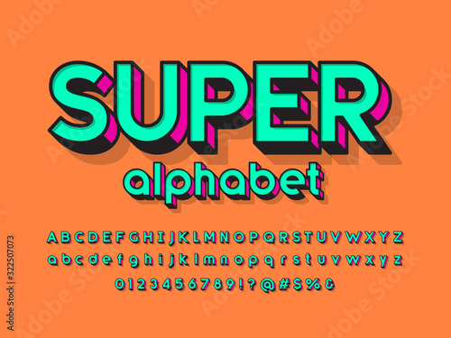 Comic style vector font with uppercase, lowercase, numbers and symbols