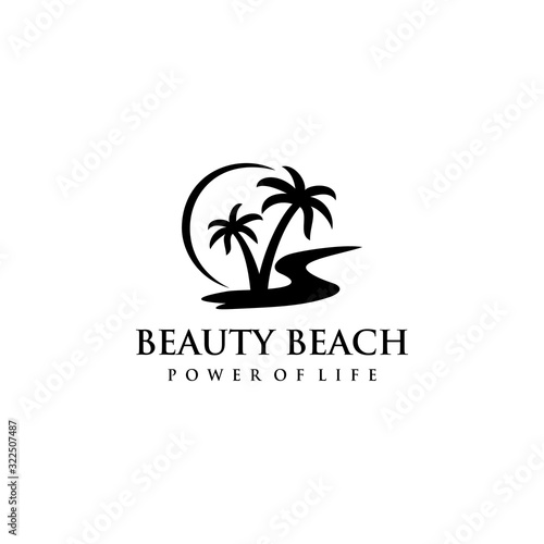 Creative luxury Beach beauty modern minimalist logo design Vector