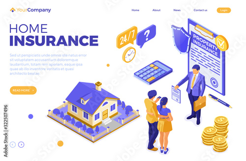 Sale Purchase Insurance Mortgage House Isometric