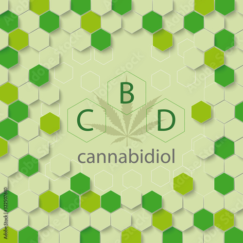 Green Hexagon Structure CBD Hemp Leaf