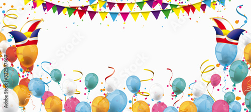 Banner für den Karneval mit Luftballons und Konfetti