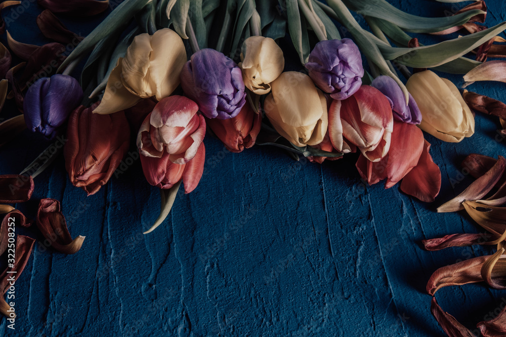 Fototapeta Bukiet tulipanów leżące na stole