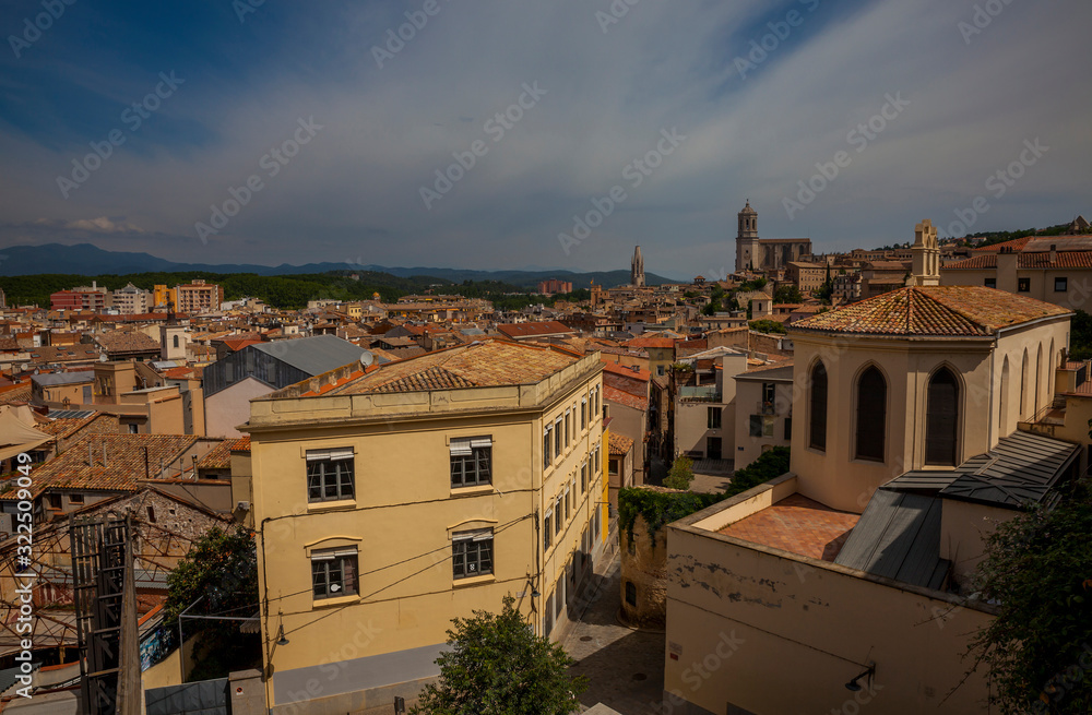 Fototapeta premium Views from the fortress wall of Girona, Spain
