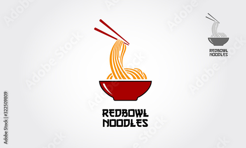 The Red bowl Noodles logo templates, suitable for any business related to ramen, noodles, fast food restaurants, Korean food, Japanese food or any other business on a white background.