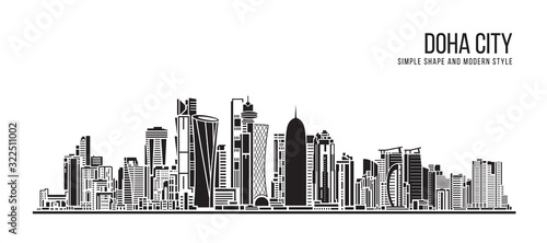 Cityscape Building Abstract Simple shape and modern style art Vector design - Doha city