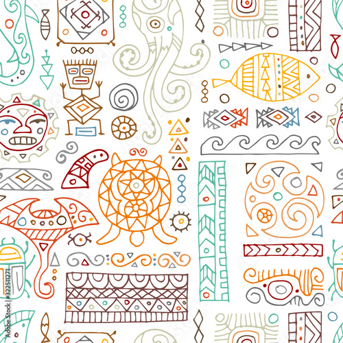 Ethnic handmade ornament for your design. Polynesian style, seamless pattern