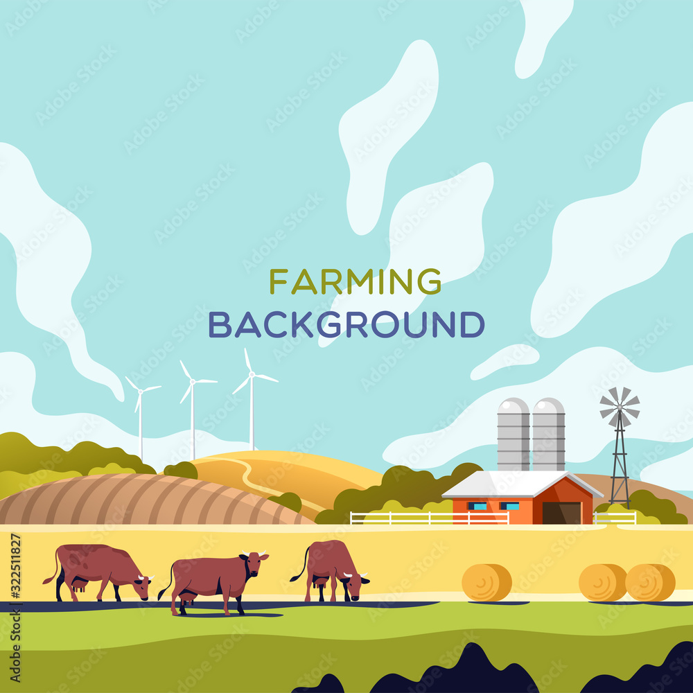 Agriculture and Farming. Agribusiness. Rural landscape. Vector ...