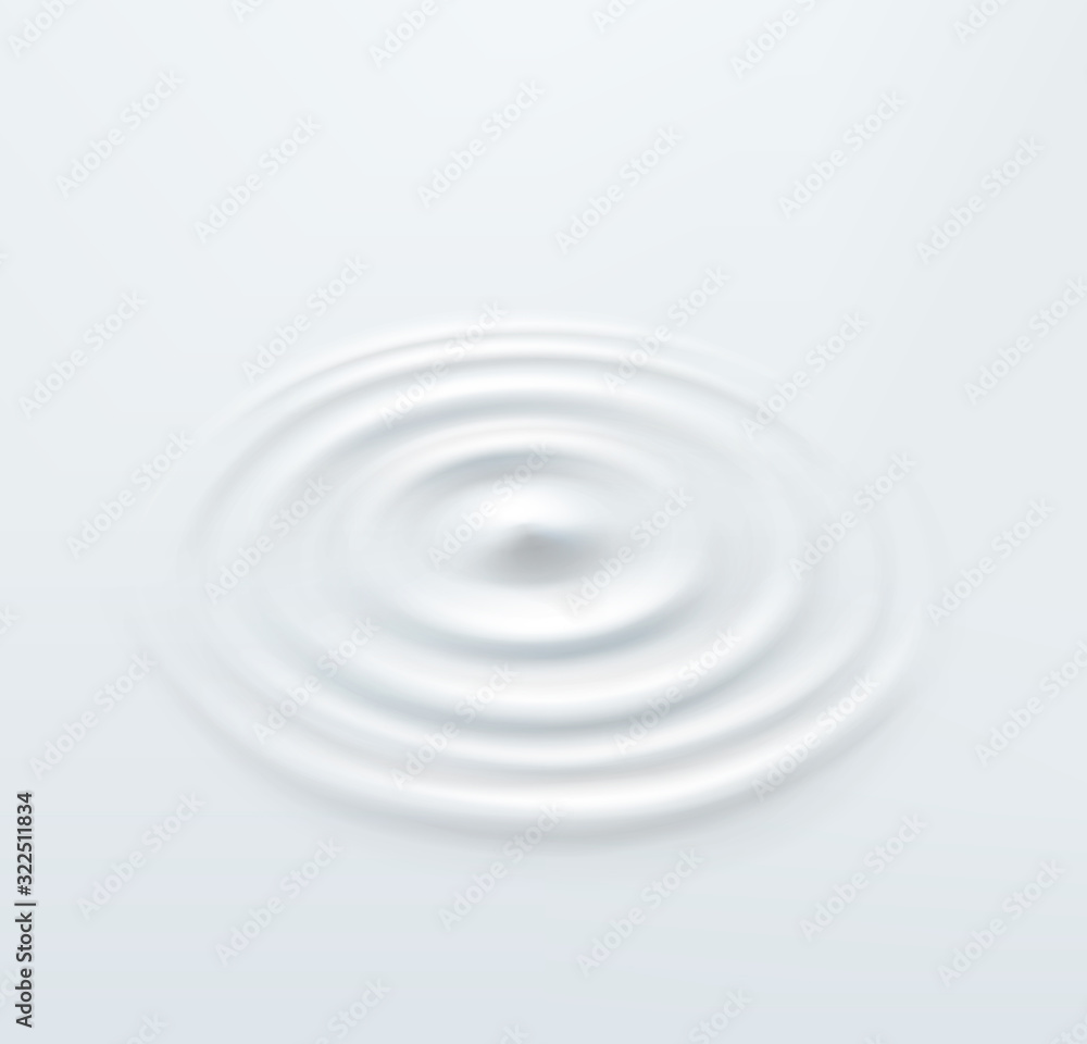 Milk circle ripple, splash water waves from drop top view on white ...