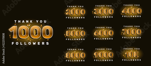Thank you followers congratulation card. Number of subscribers. Vector illustration for Social Networks