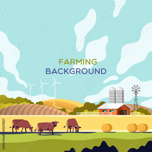 Agriculture and Farming. Agribusiness. Rural landscape. Vector illustration for infographic, websites and print media.