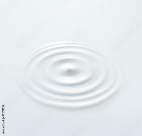 Milk circle ripple, splash water waves from drop top view on white background. Vector cosmetic cream, shampoo, milky product or yogurt swirl round texture surface template..
