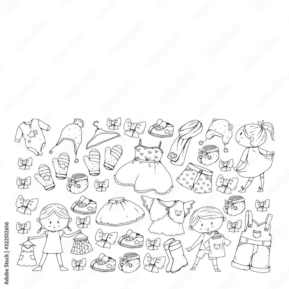 Children clothes. Background for babies, kids patterns. Children clothes. Background for babies, kids patterns.