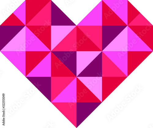 Retro checkered pink heart isolated