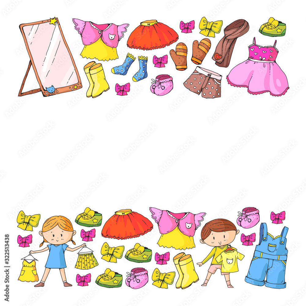 Children clothes. Background for babies, kids patterns. Children clothes. Background for babies, kids patterns.