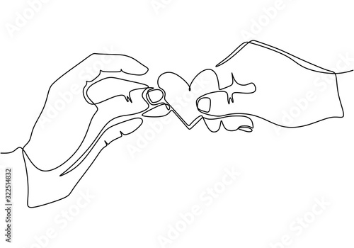 One line heart. Continuous ...