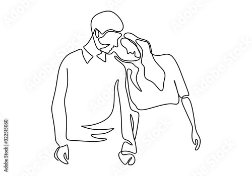 Couple Love Romantic Vector Hd Images, Continuous Line Drawing Of