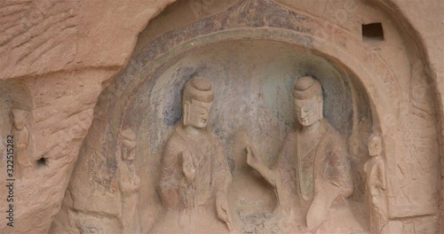 Buddhist grottoes sculpture in Bingling Temple, Gansu China. UNESCO World Heritage Site.