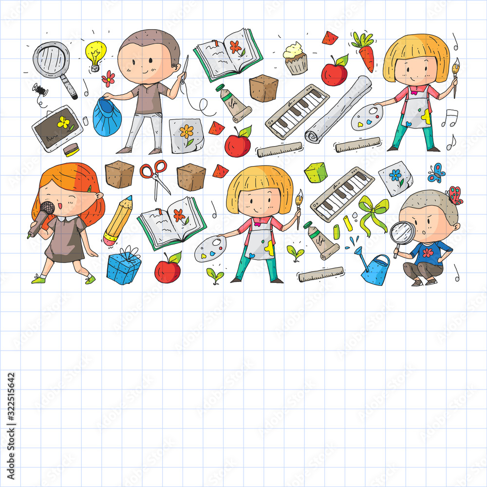Back to school vector pattern. Education icons for children. Back to school vector pattern. Education icons for children.