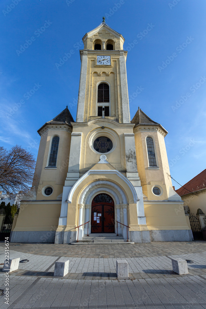 Calvinist church in Komarom, Hungary.