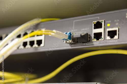 Fiber optic connecting on core network swtich photo