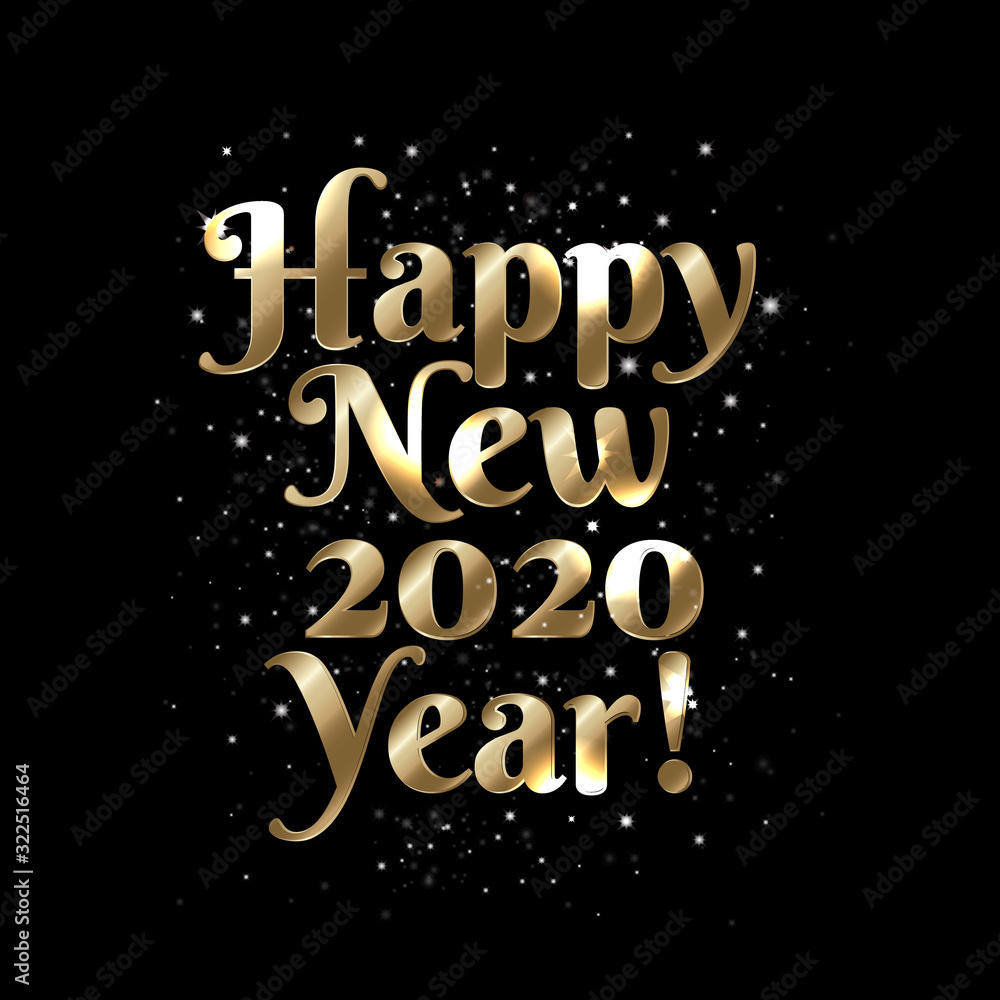 Happy New Year Card With Golden Text