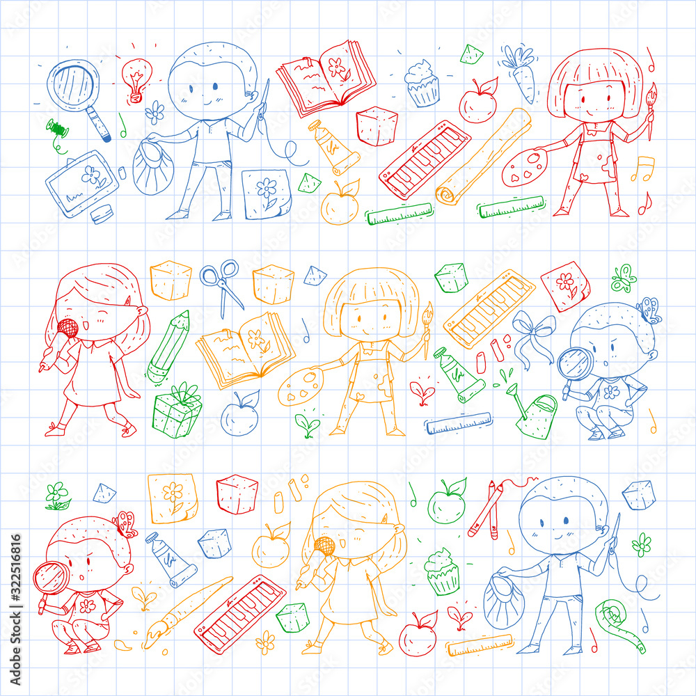 Back to school vector pattern. Education icons for children. Back to school vector pattern. Education icons for children.