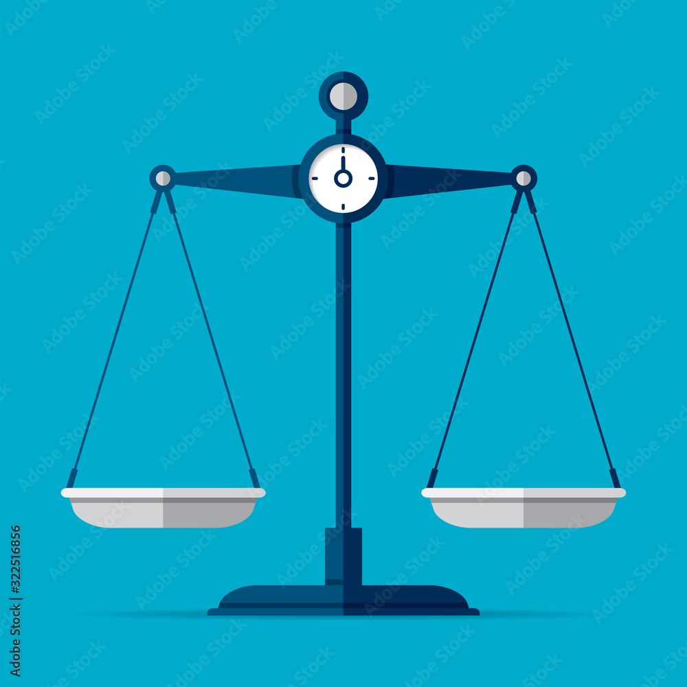 Scales icon in flat style. Libra symbol, balance sign. Vector design element for you project on color background Scales icon in flat style. Libra symbol, balance sign. Vector design element for you project on color background