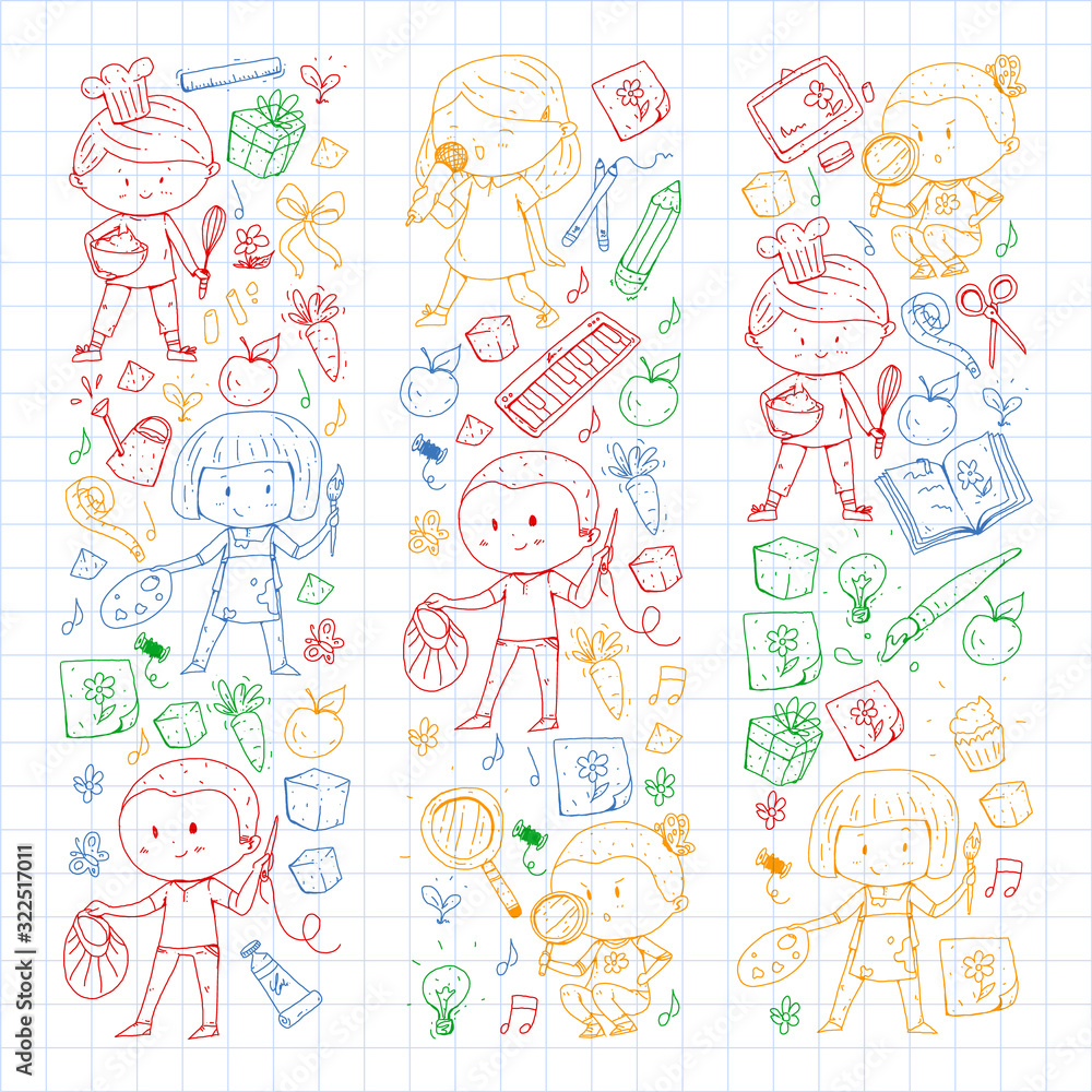 Back to school vector pattern. Education icons for children. Back to school vector pattern. Education icons for children.