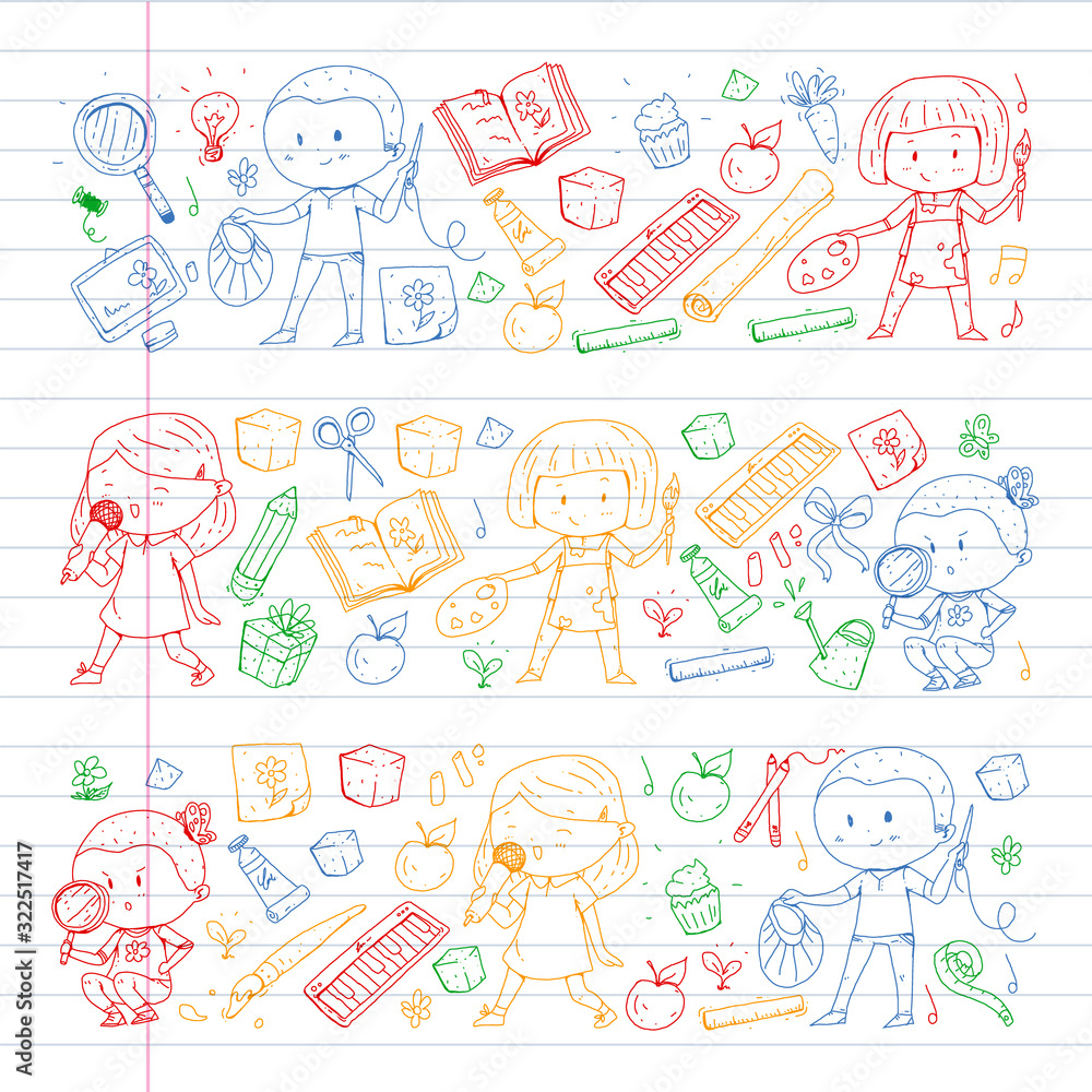 Back to school vector pattern. Education icons for children. Back to school vector pattern. Education icons for children.