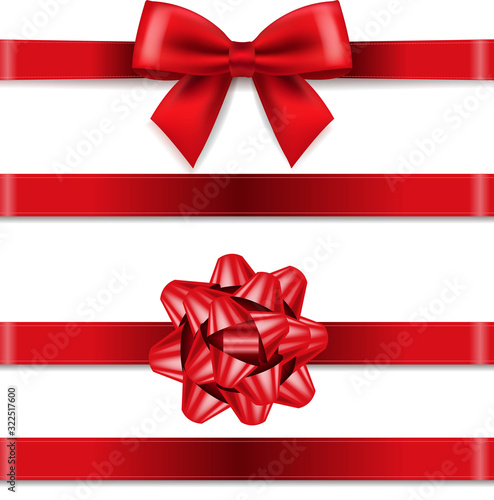 Red Bows Collection Isolated White Background