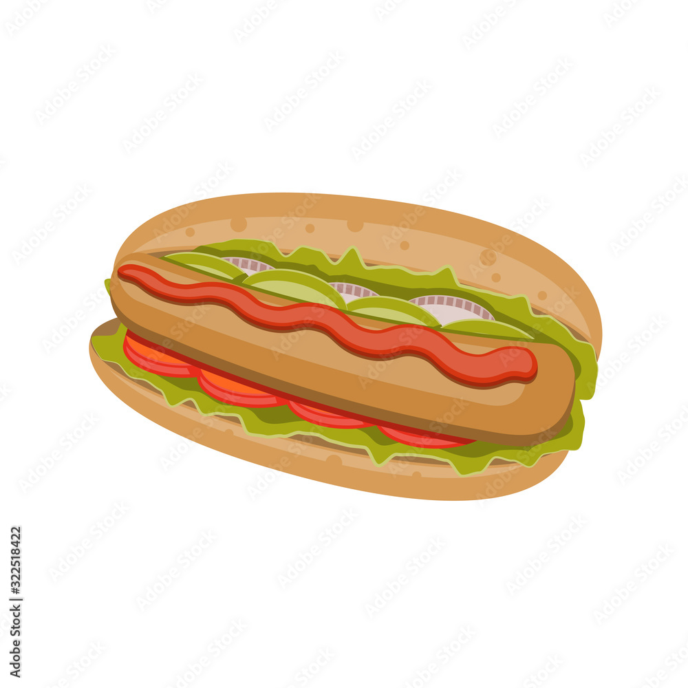 Hot dog icon on a white isolated background. Vector image Hot dog icon on a white isolated background. Vector image