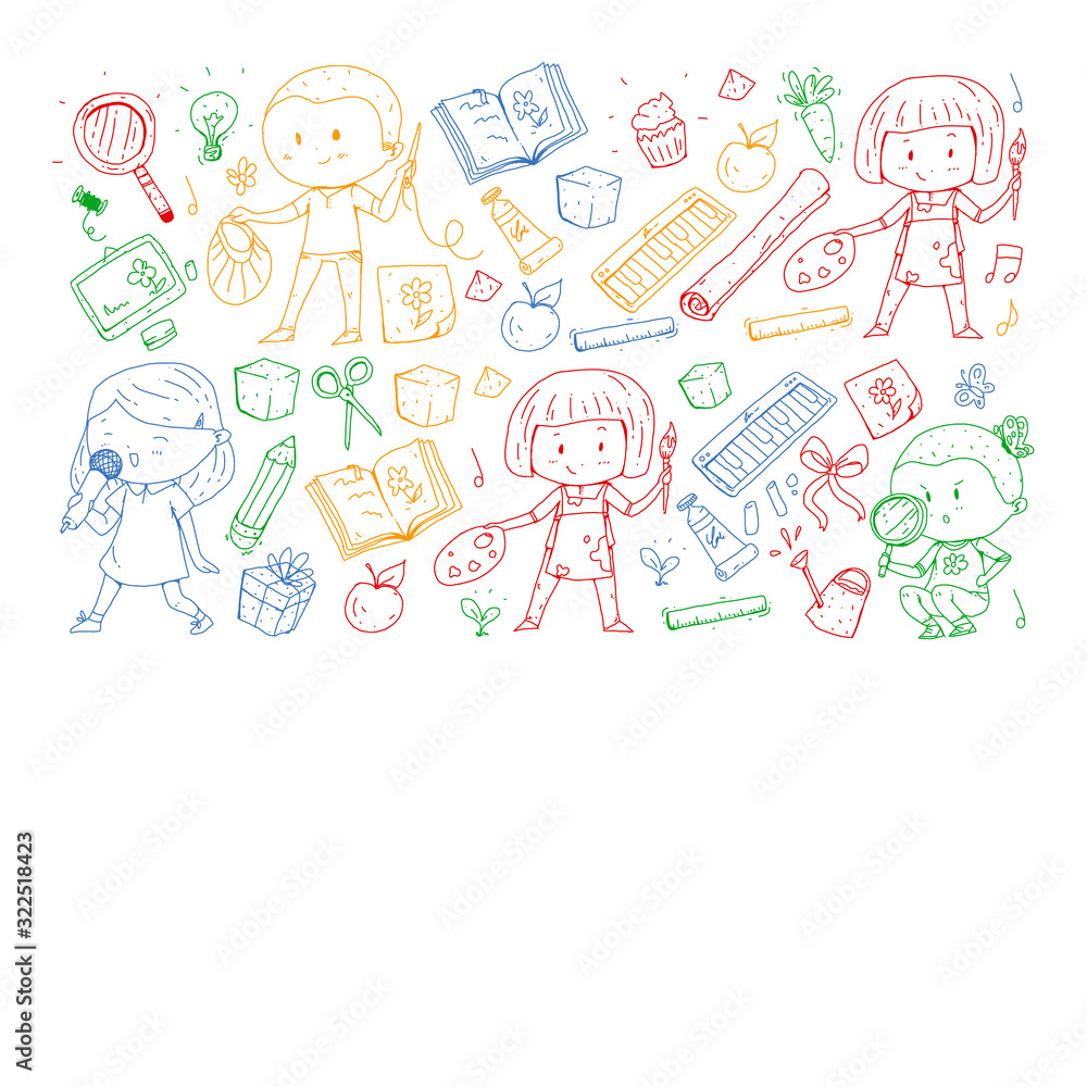 Back to school vector pattern. Education icons for children. Back to school vector pattern. Education icons for children.