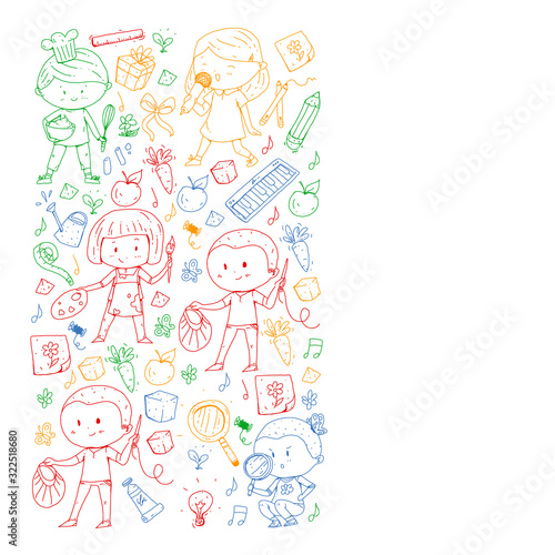 Back to school vector pattern. Education icons for children.