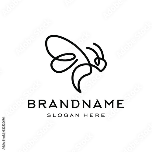 bee logo bumblebee icon illustration in trendy line linear outline style 
