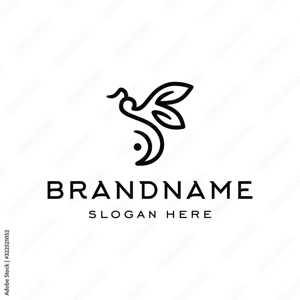 bee logo bumblebee icon illustration in trendy line linear outline style 