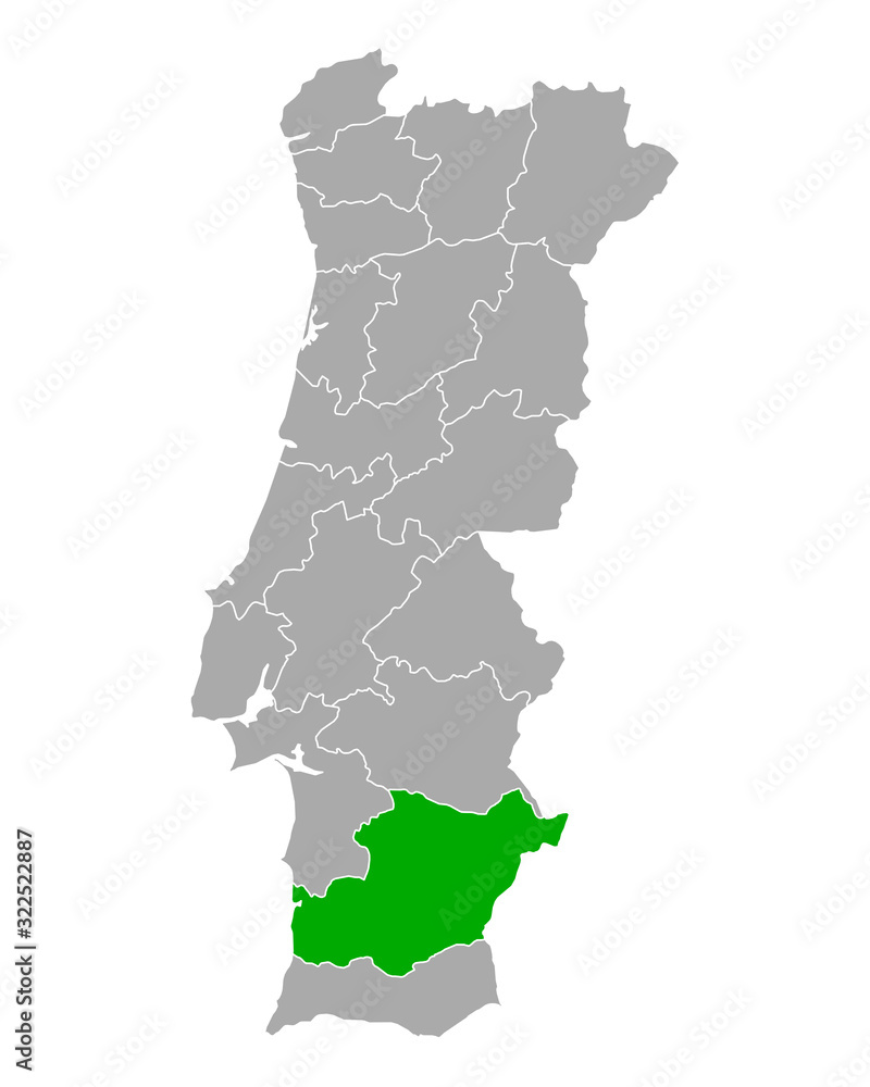 Karte von Beja in Portugal