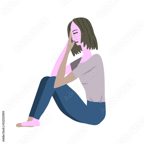 Crying girl illustration